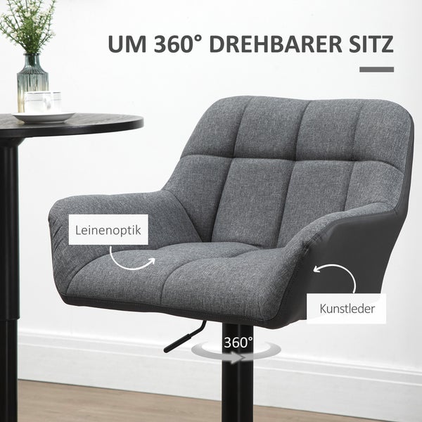 Barhocker mit Leinenoptik, Kunstleder und drehbarem Sitz