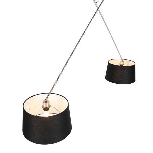 Zweiflammige Pendelleuchte mit schwarzen Lampenschirmen