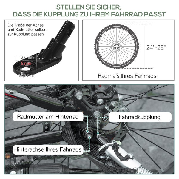 HOMCOM 2-in-1 Fahrradanhänger, Lastenanhänger, 40 kg Belastbarkeit, 130 x 64 x 64/103 cm, Stahl, Oxford-Stoff, Schwarz+Grau