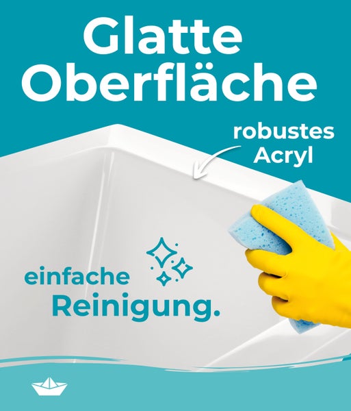 Calmwaters® Acryl Premium Badewanne Komplettset 200x90 cm - Made in EU - mit Wannenträger & Ablaufgarnitur - Duo-Badewanne 2 Personen