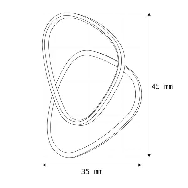 Technische Zeichnung eines dekorativen Elements mit den Abmessungen 45 Millimeter Höhe und 35 Millimeter Breite.