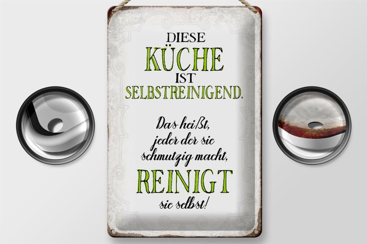 Blechschild Spruch 20x30cm diese Küche ist selbstreinigend
