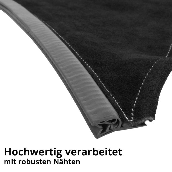 Detailansicht einer Kantenabdichtung oder eines Kantenschutzes mit hochwertigen Nähten