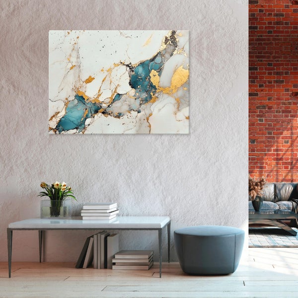 Leinwandbild Abstrakt Marmor Grau Modern Bilder Wanddeko 60x40 cm