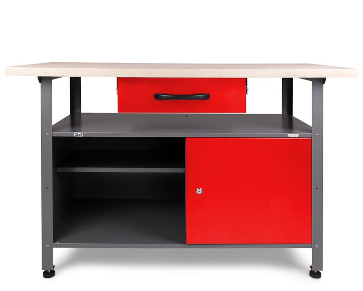 Ondis24 Werkstatt Set Schöpfer 240 cm 3 Schränke rot, Werkstatteinrichtung, Werkbank