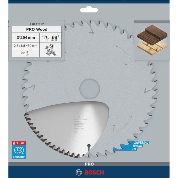 Bosch PRO Wood Kreissägeblatt 254 x 2,5 x 30 mm - 2608640437