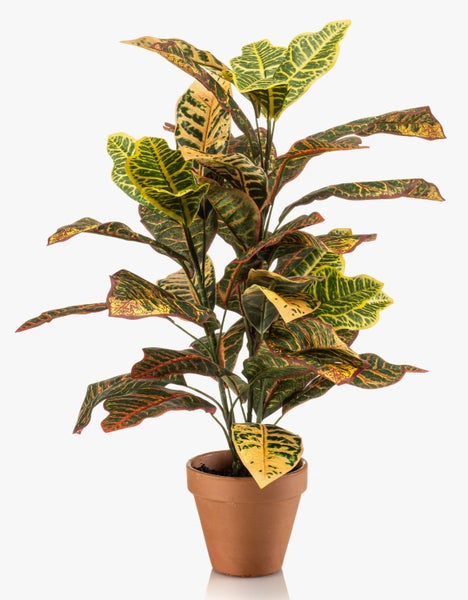 Künstliche Pflanze Wunderstrauch Croton mit gemusterten Blättern