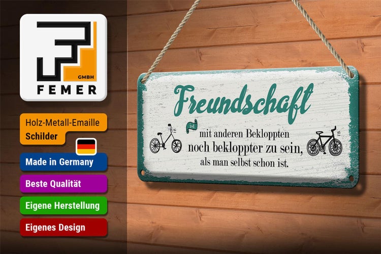 Blechschild Spruch Freundschaft noch bekloppter sein 27x10cm