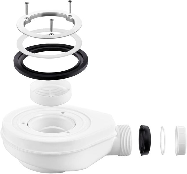 EMKE Ablaufgarnitur Duschwanne, Duschablauf mit Siphon, Geruchsverschluss und Haarsieb, Abfluss Ablaufloch set für Duschwanne, Weiß