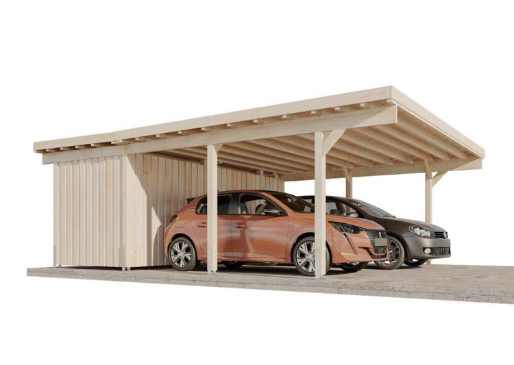 Alpholz Doppelcarport Göteborg Carport aus Holz in Schwarz, Unterstand Überdachung 6x5m