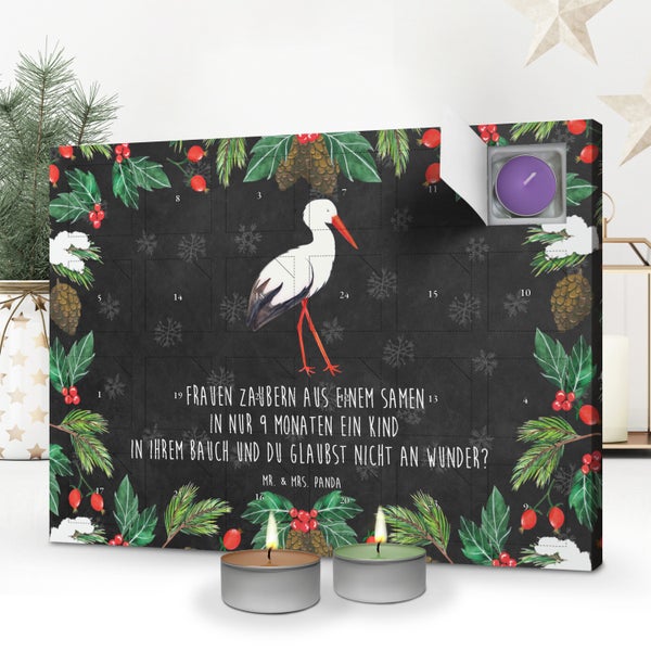 Mr. & Mrs. Panda Duftkerzen Adventskalender Storch - Schwarz