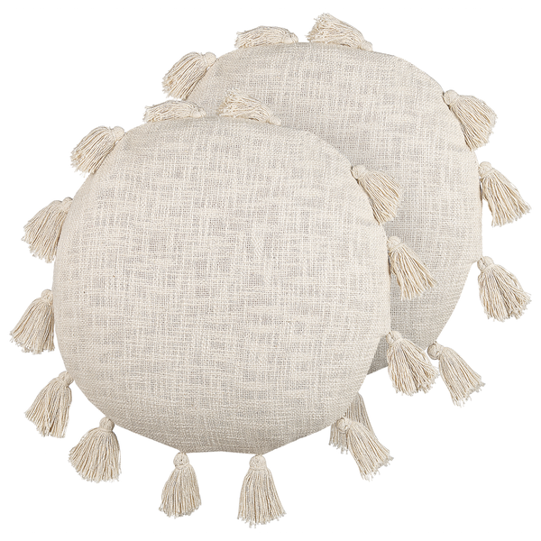 Dekokissen 2er Set MADIA Baumwolle 45 x 45 cm Hellbeige Ohne Muster