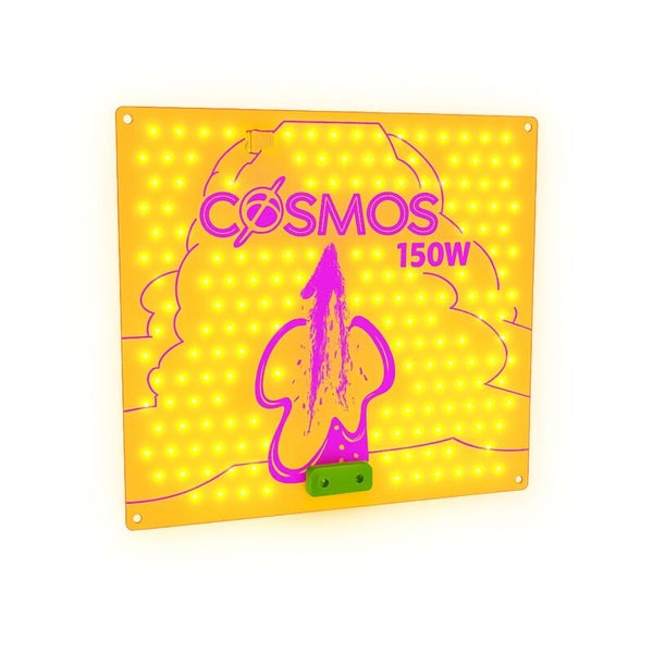 LED-Pflanzenlampe Cosmos 150 Watt, rechteckiges gelbes Panel mit leuchtenden LEDs zur Pflanzenaufzucht.