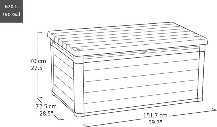 Keter Walnut Aufbewahrungsbox - 570L - 142,5x65,3x78,2cm - Dunkelbraun