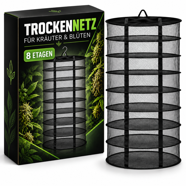 Trockennetz für Kräuter und Blüten mit acht Etagen inklusive Verpackung zur Aufhängung