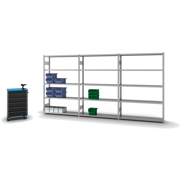 PROREGAL Fachbodenregal Stecksystem T-Profil Light-Duty Grundregal HxBxT 200 x 130 x 30 cm 5 Ebenen Fachlast 175 kg Beidseitig Nutzbar Verzinkt