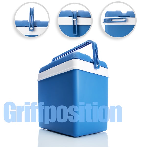 BigDean Kühlbox 24 Liter blau/weiß - Isolierbox mit bis zu 11 Std. Kühlung - Thermobox aus Kunststoff - Outdoor Kühltasche für Camping, Grillen, Picknick & Garten