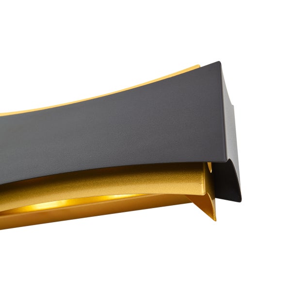 Wandleuchte aus Metall, schwarz und goldfarben