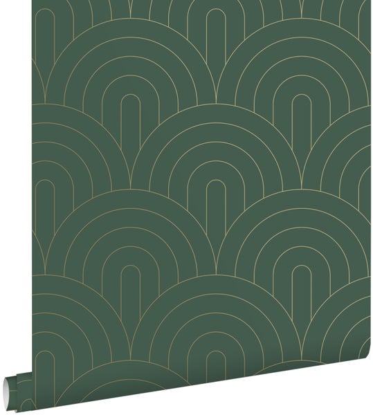 ESTAhome Tapete Art Decó Muster Smaragdgrün - 53 cm x 10.05 m - 139744