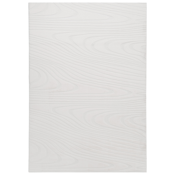Rechteckiger Teppich mit Holzmaserungs-Muster in hellem Design.