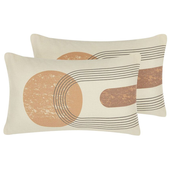 Dekokissen 2er Set NASTURTIUM 30 x 50 cm Beige Geometrisches Muster