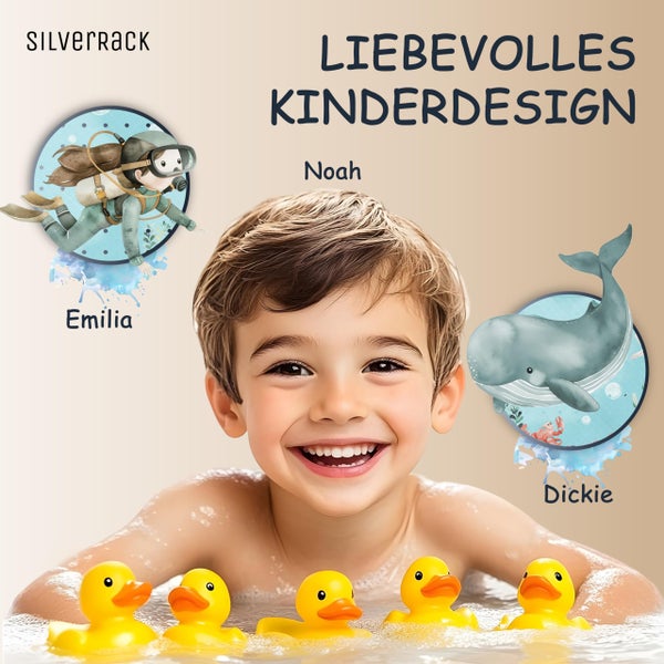 SilverRack Badewannenmatte Kinder rutschfest [100x40cm] - Antirutschmatte Badewanne BPA frei - Badematte Kinder - für Baby & Kinder - Antirutsch Matte - Bath Mat - Wal Unterwasserwelt Grün