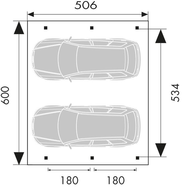 Alpholz Doppelcarport Göteborg Carport aus Holz in Schwarz, Unterstand Überdachung 6x5m