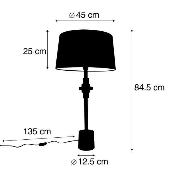 Abbildung einer Stehlampe mit Größenangaben