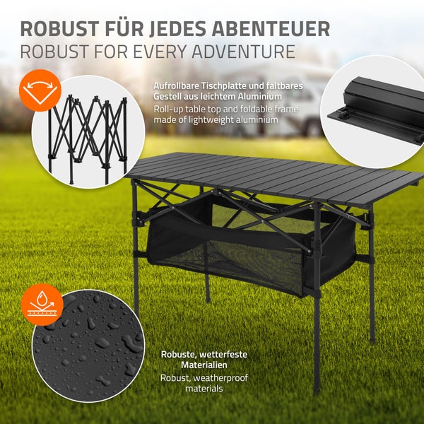 Hauki Campingmöbel Set 3tlg. Campingtisch faltbar Schwarz mit 2 Campingstühlen Schwarz, Camping-Set für 2 Person mit Tragetasche, Alu Klapptisch mit 2 Angelstuhl, Sitzgarnitur Sitzgruppe Gartenmöbel
