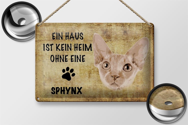 Blechschild Spruch 30x20cm Sphynx Katze ohne kein Heim