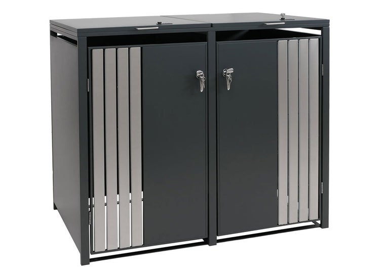 Doppel Mülltonnenbox mit abschließbaren Türen