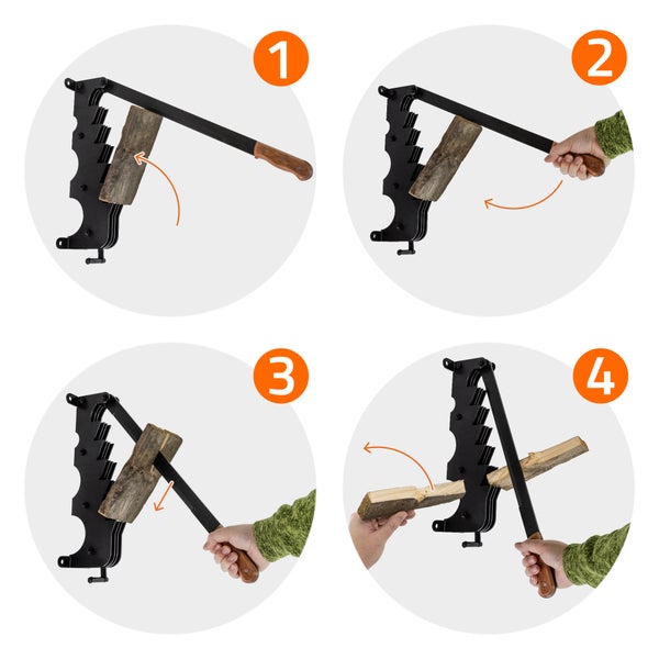 ECD Germany Holzspalter Spanmesser, Brennholzspalter manuell aus stabilem Gusseisen, robuster Kaminholzspalter mit 41cm Klinge, Anzündholz Spalter zur Wandmontage, Kraftspalter für höchste Sicherheit