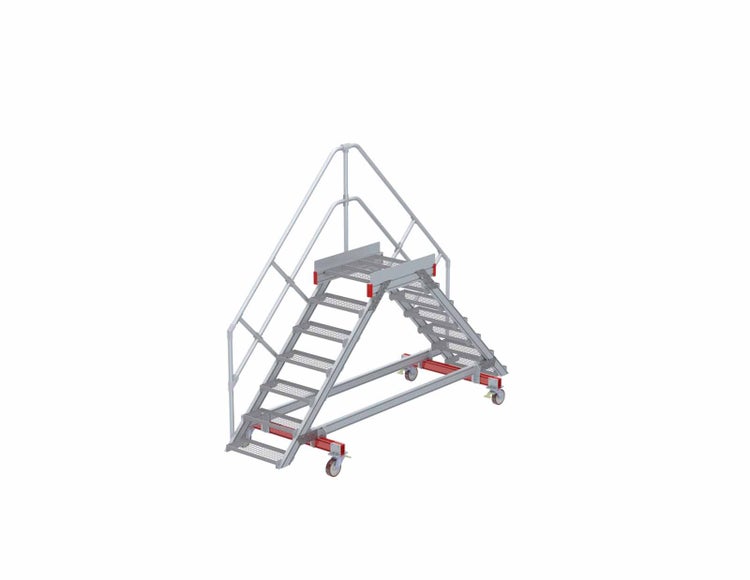 Mobile Treppe mit Geländer für den Einsatz im Lager