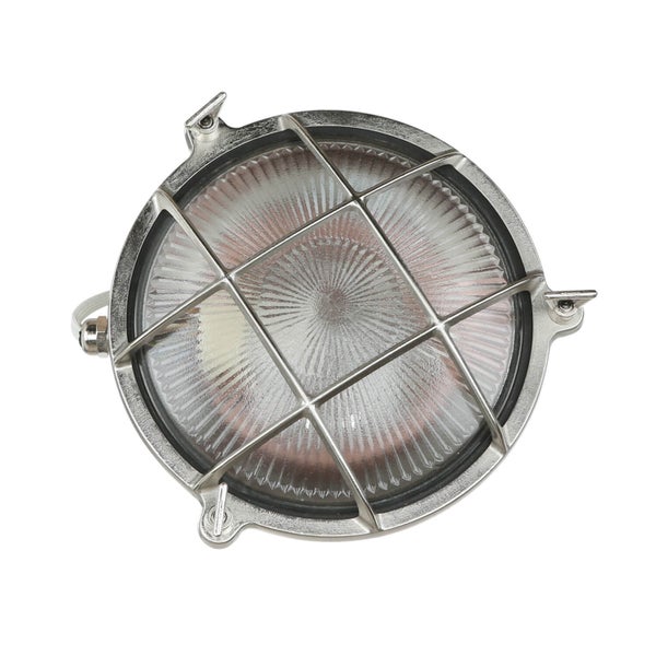 Runde Lampe mit Gitter und Glasabdeckung