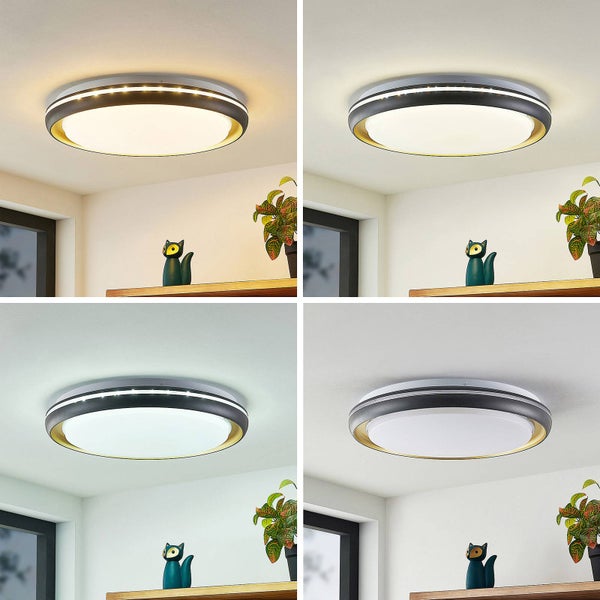 Lindby LED Deckenleuchte Melchioris dimmbar mit Leselampe (Modern) in Blau (1 flammig, ) - Lampe Deckenlampe Wohnzimmerleuchte