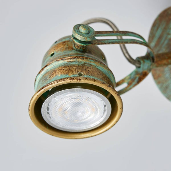 Lindby Wandlampe Grünspanoptik, Deckenlampe drehbar und schwenkbar Wandstrahler Deckenstrahler 1x GU10 ohne Leuchtmittel Spot Strahler