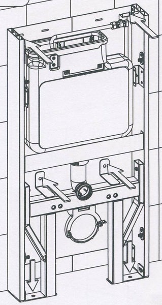 Schema eines Vorwandelements für ein WC mit Spülkasten.