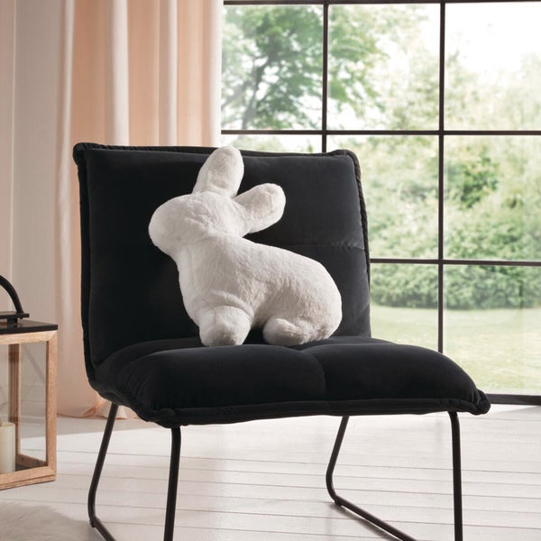 FRANK FLECHTWAREN|Dekokissen Weißes Häschen, 50 x 35 cm, POLYESTER