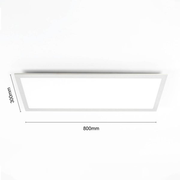 Rechteckiges LED-Panel für die Decke mit den Maßen 800 Millimeter mal 300 Millimeter.