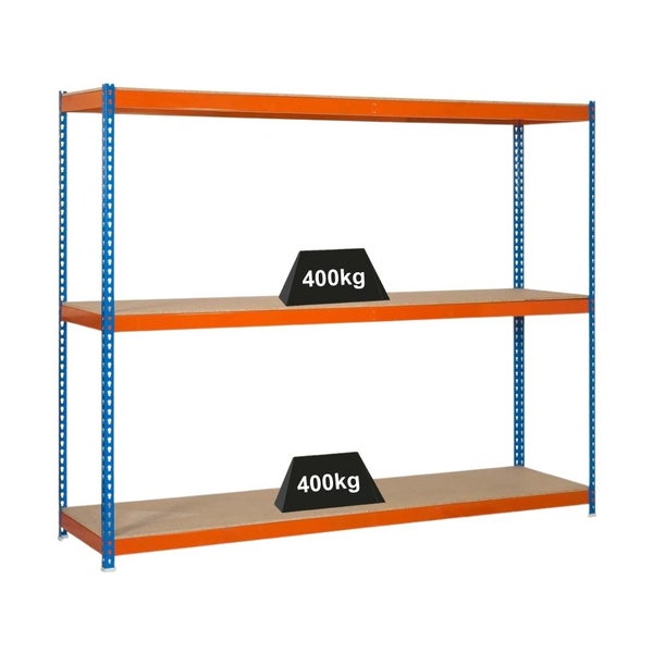 PROREGAL Schwerlastregal Big Wood Yeti Three HxBxT 200 x 150 x 60 cm Fachlast 400 kg Blau-Orange