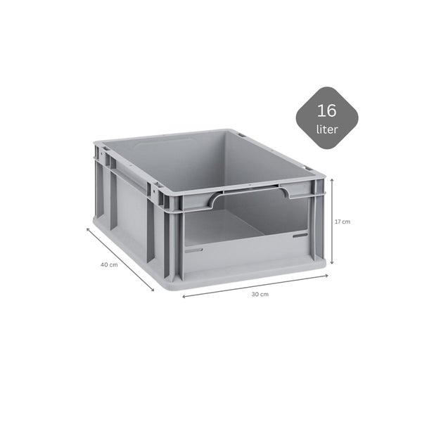 PROREGAL SparSet 5x Eurobox NextGen Insight HxBxT 17 x 30 x 40 cm 16 Liter Front Offen Eurobehälter Transportbox
