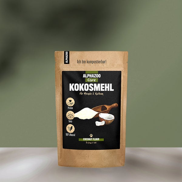 ALPHAZOO Premium Kokosmehl 250g für Hunde und Katzen I Kokos Flocken Protein