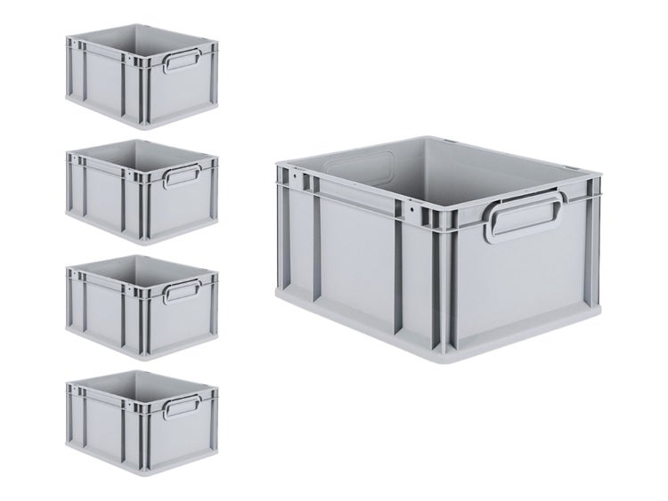 PROREGAL Spar Set 5x Eurobox Nextgen Economy Griffe Geschlossen HxBxT 22 x 30 x 40 cm 20 Liter Eurobehälter Transportbox Transportbehälter