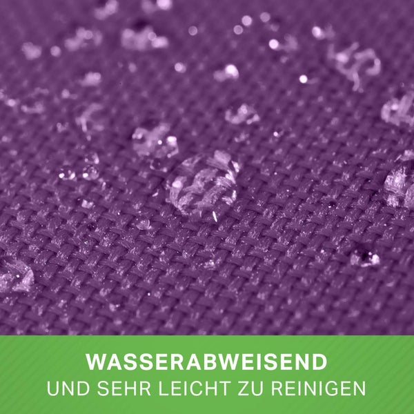 Nahaufnahme eines wasserabweisenden Stoffes mit Wassertropfen