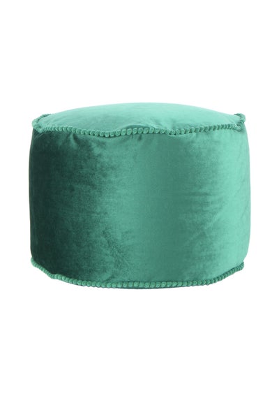 Pouf Hocker samtweich, orientalisches Design Grün Rund Ø 47 cm