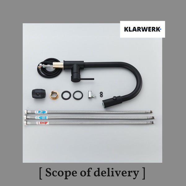 Paul | Premium Schwarz matt ausziehbare Niederdruck Armatur |Edelstahl Wasserhahn Küche | Mischbatterie - 360 Grad drehbar | Boiler 3 Anschlüsse
