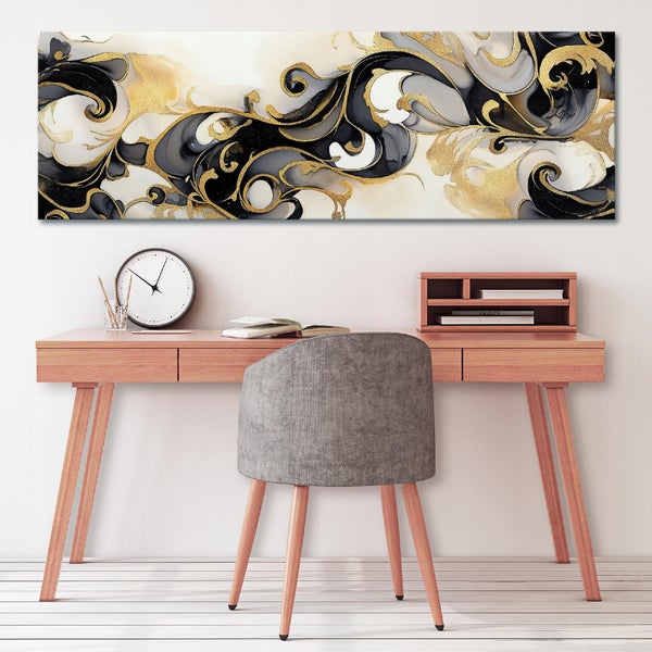 Leinwandbild Abstrakt Leinwand Bilder Wandbild Modern Wohnzimmer 145x45 cm
