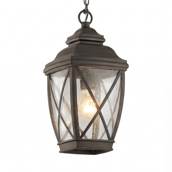 Hängelampe mit klarem, strukturiertem Glas und Metallrahmen