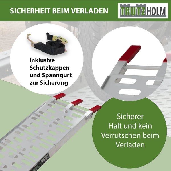 TRUTZHOLM 2 x Auffahrrampe klappbar 228 cm Traglast 680 kg Alu grau gelocht Rampen Motorradrampen