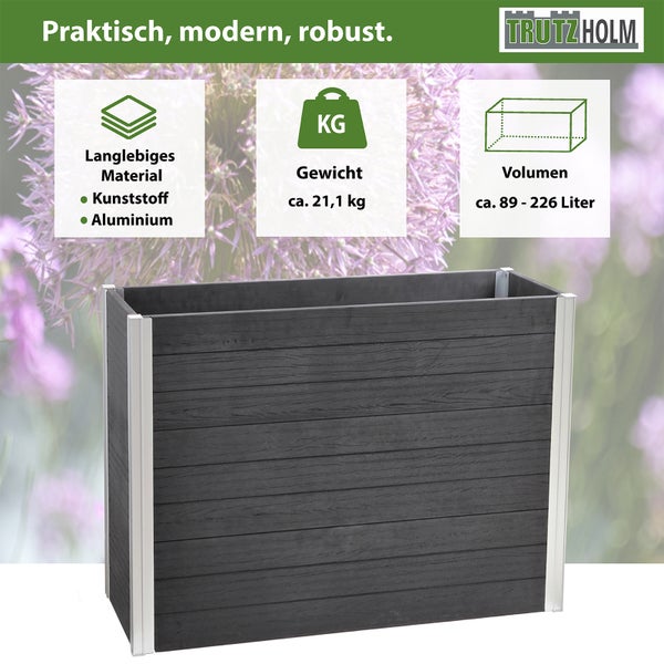 Pflanzkasten lang 117 x 41,5 x 84,5 cm Holzoptik bis 226 Liter Holzoptik Pflanzkübel Sichtschutz     Übertopf